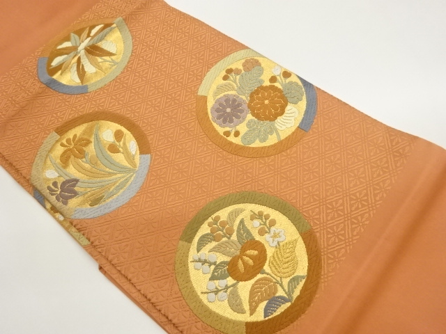 はな ふくれ織花模様織出し名古屋帯【中古】【着】【名古屋帯】 宗sou